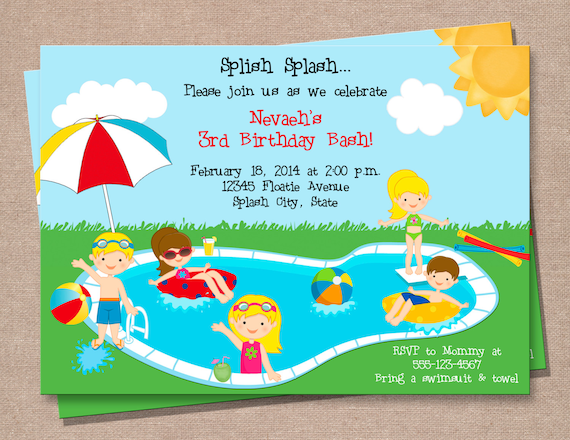 Invito festa in piscina Festa in piscina Invito per bambini Invito al  compleanno in piscina Fai-da-voi stampabile Invito stampabile Invito  digitale -  Italia