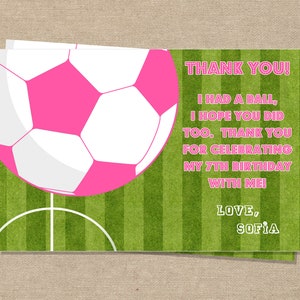Soccer Birthday Thank You Card Soccer Birthday Party Birthday Invitation Soccer Printable Invite