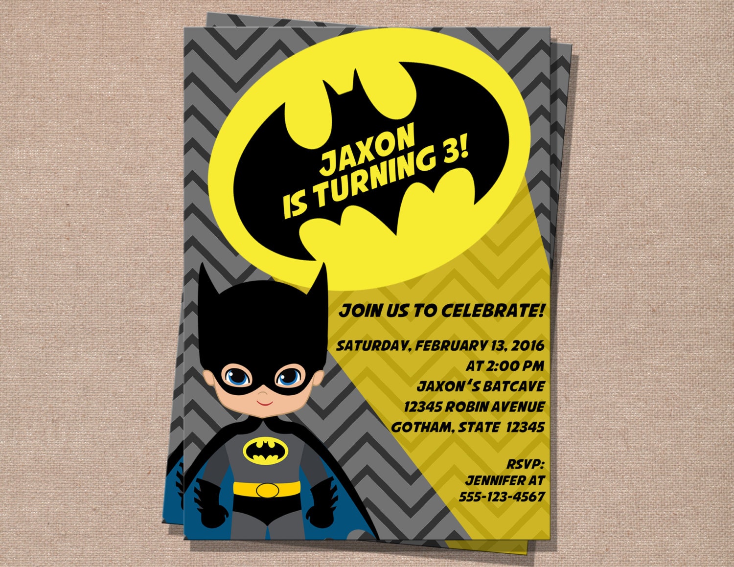 Batman Birthday Invitation Batman Invitation Boy Birthday | Etsy