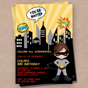 Superhero Birthday Invitation - Superhero Invitation - Boy Birthday Invitation - Superhero Printable Birthday Invitation