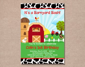 Barnyard Birthday Invitation - Barnyard Party - Farm Birthday Invitation - Kids Birthday Invitation - Boys Invitation - Girls Invitation