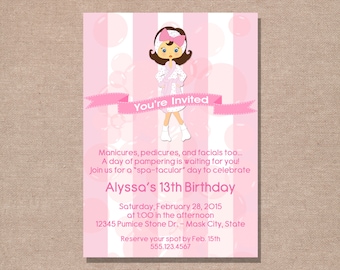 Spa Party Birthday Invitation - Spa Party Invitation - Girl Spa Party Invitation - Printable Spa Party Invitation