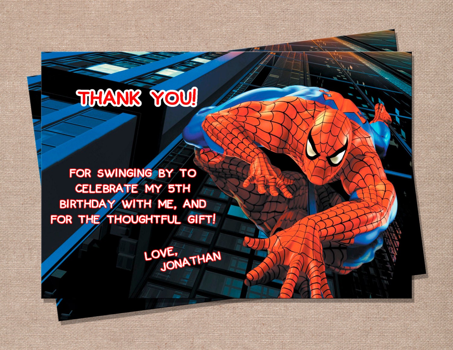 Spiderman Inspired Thank You Card Etsy