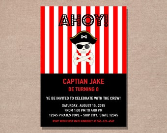 Pirate Birthday Invitation - Pirate Party Invitation - Kids Invitation - Boys Invitation - Printable DIY - Digital Invitation