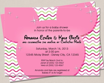Disney Inspired Baby Shower Invitation - Minnie Mouse Baby Shower Invitation - Baby Shower Invitation - Printable Baby Shower Invitation