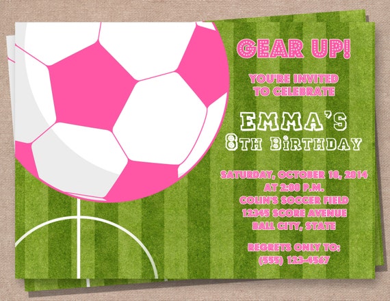 Invitation Danniversaire A Fille Invitation Soccer Fete Etsy Invitation Danniversaire A Fille Invitation Soccer Fete Etsy