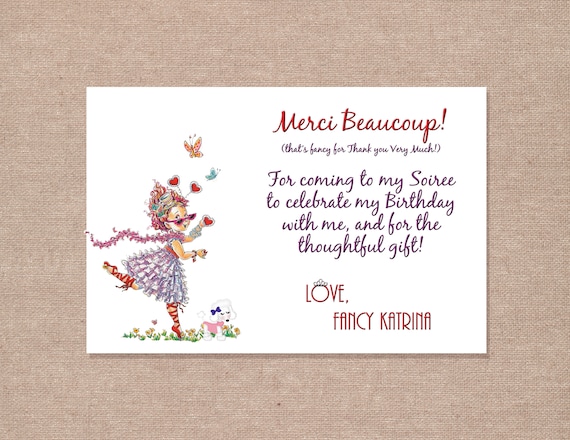 Fancy Nancy Inspired Thank You Card Carte De Remerciement Etsy France
