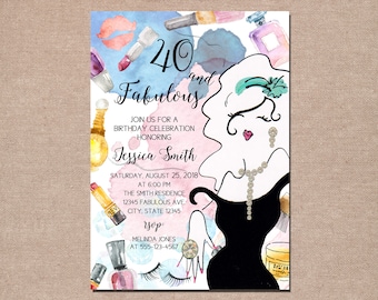Forty and Fabulous, 40 and Fabulous, 50 and Fabulous, 40th Birthday Invitations, 50th Birthday Invitation, Birthday Invitations for Her