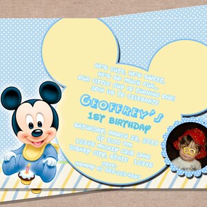 Baby Mickey 1. Geburtstagseinladung - Baby Mickey Geburtstagseinladung - Jungen 1. Geburtstagseinladung - 1. Geburtstagseinladung - Disney Baby