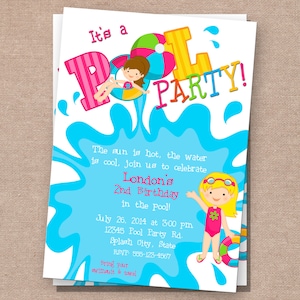 Pool Party Invitation - Girl Pool Party Invitation - Boy Pool Party Invitation - Kids Pool Party Invitation - Printable Pool Party Invite