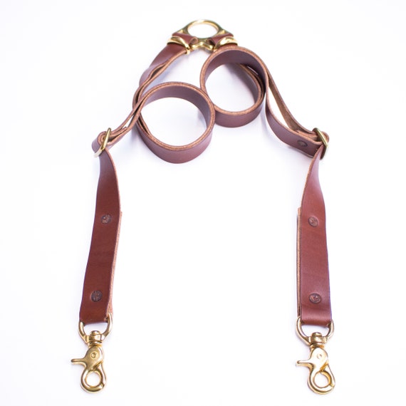 leather double dog leash