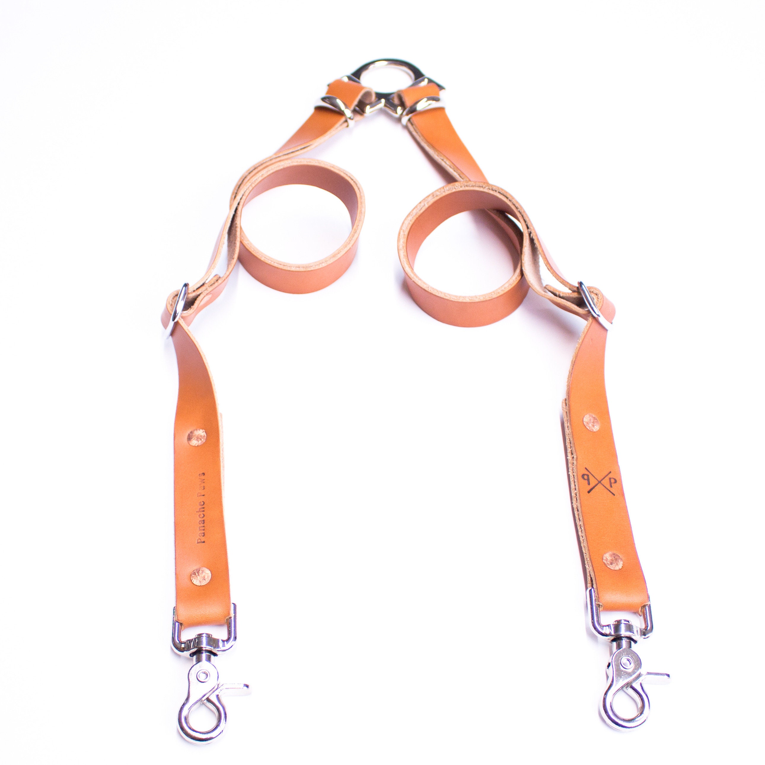 leather double dog leash