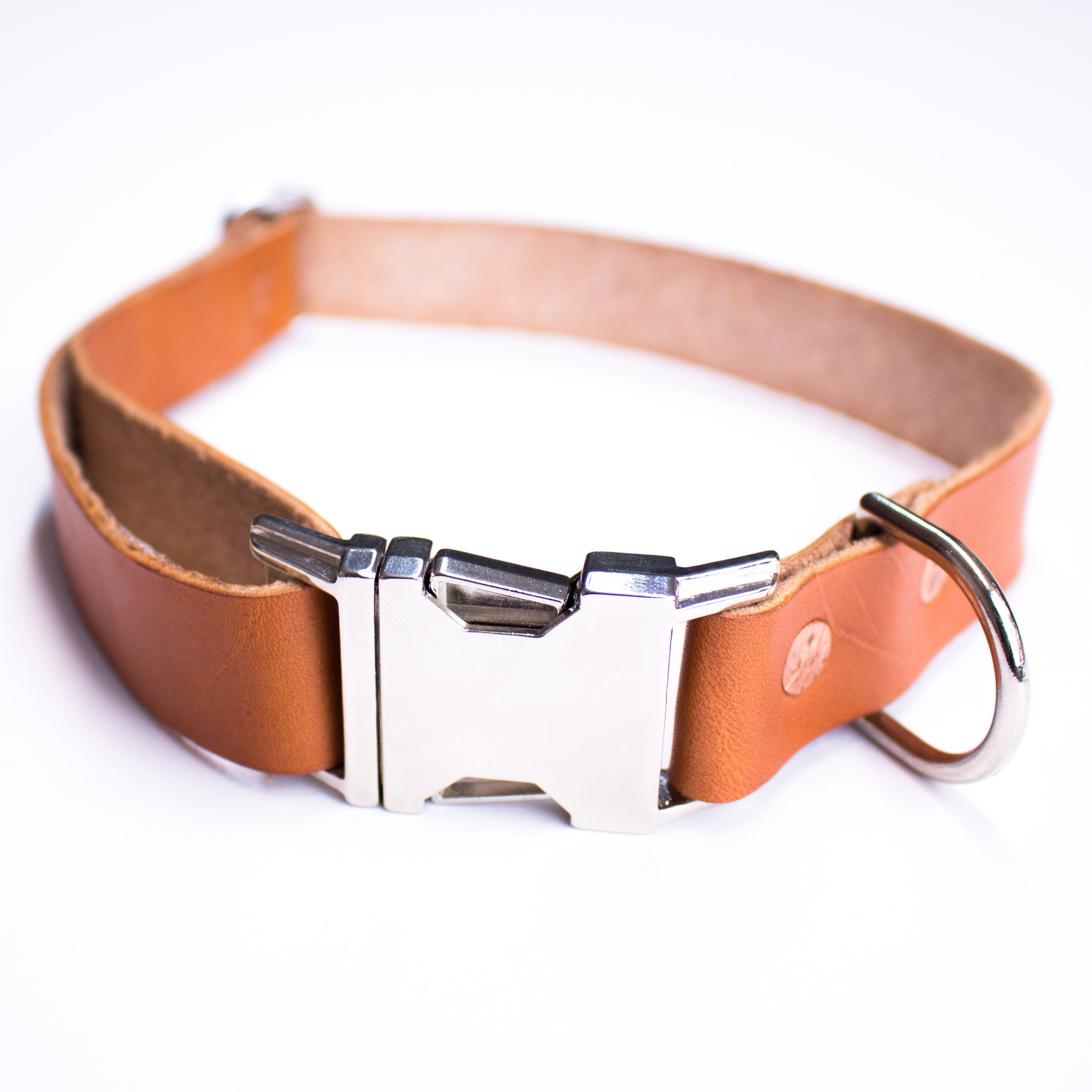 Leather Quick Release Dog Collar Personalized Tan Quick Etsy
