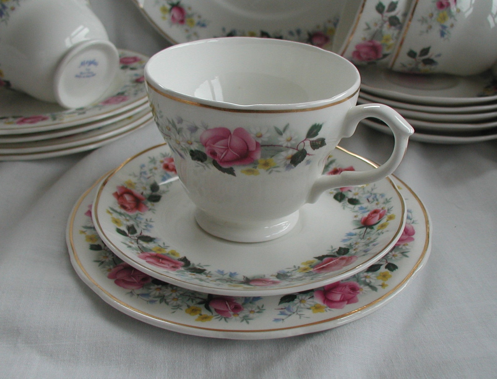Vintage Mayfair English Fine Bone China Tea Cup Trio Rosebud Etsy