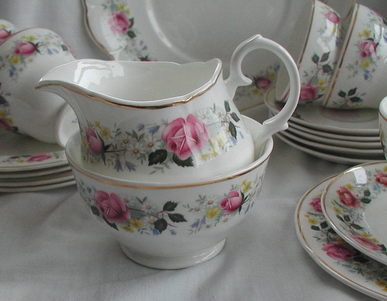 Vintage Mayfair Rosebud Design Fine Bone China Sugar Bowl Milk Etsy