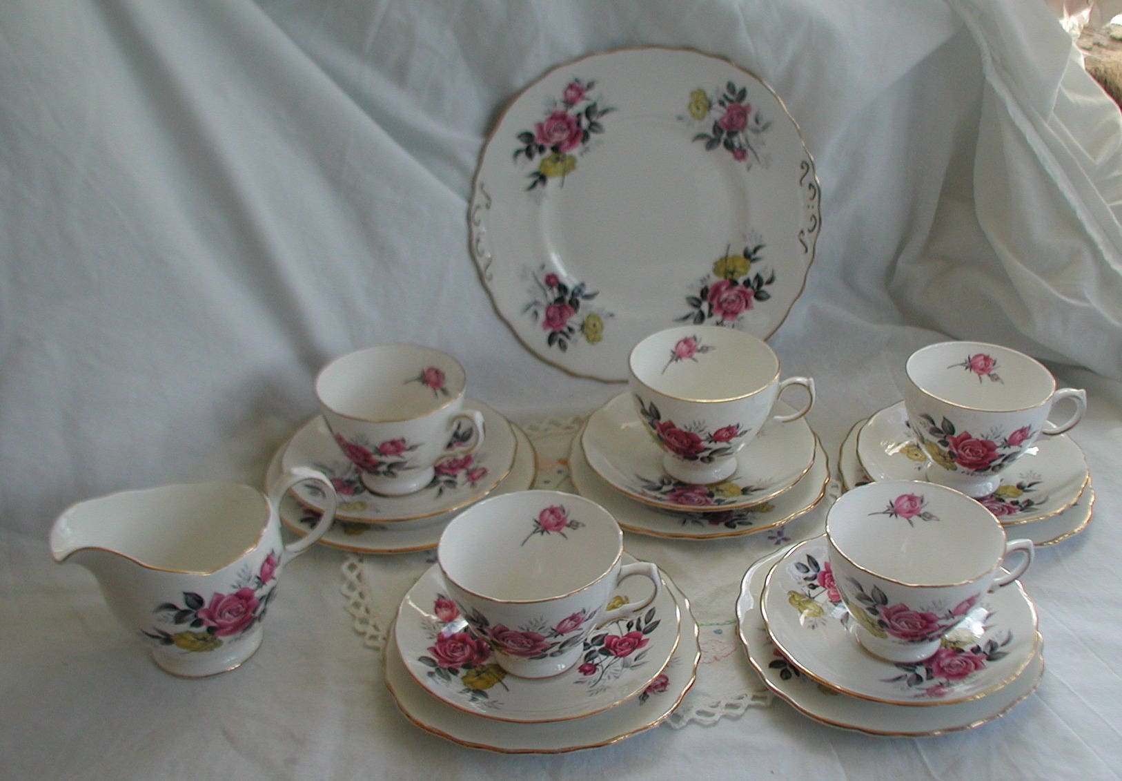 Royal Vale Pink Rose Design Fine Bone China Tea Set Etsy