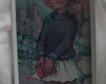 Vintage Original 1960's Michel Thomas Big Eyed Girl Print