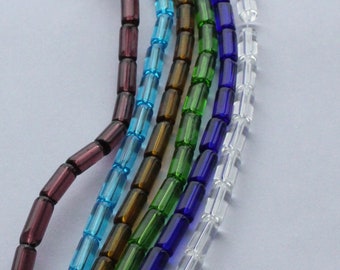10mm Glass Tube Beads, One Strand Glass Tube Beads