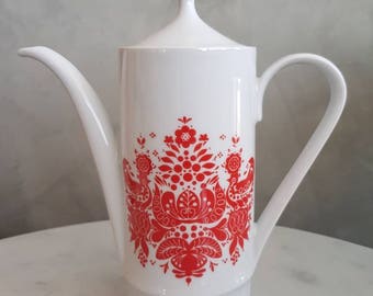 Vintage Mid Century Kahla Germany Coffepot. Folk design 1960s