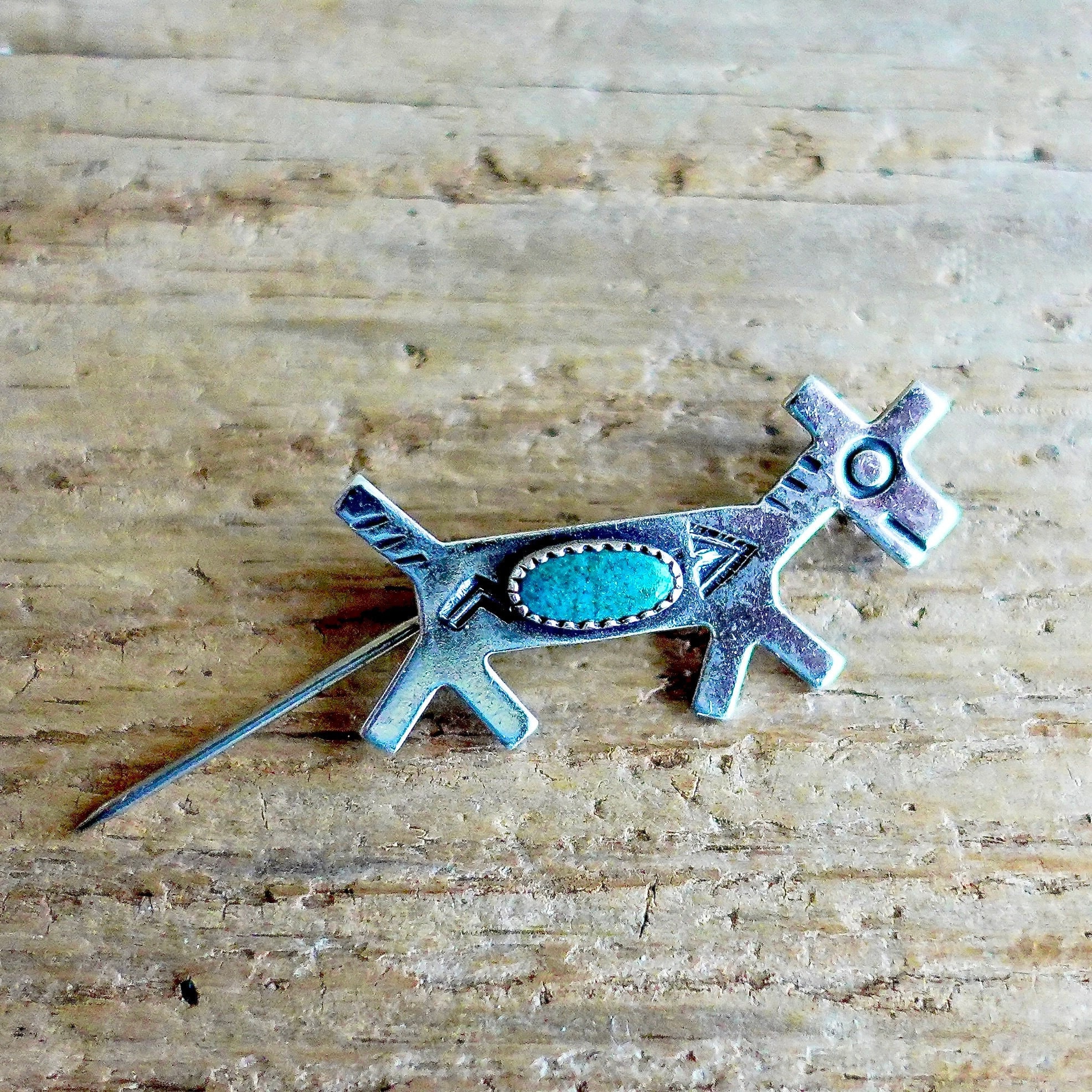 Fred Harvey Horse Pin Turquoise & Sterling Silver - Vintage 1930's