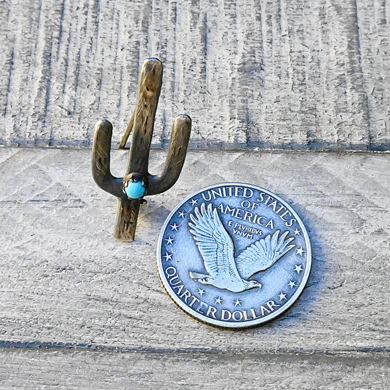 Cactus Pin Sterling /& Snake Eye Turquoise   Vintage Navajo Silver  Handmade