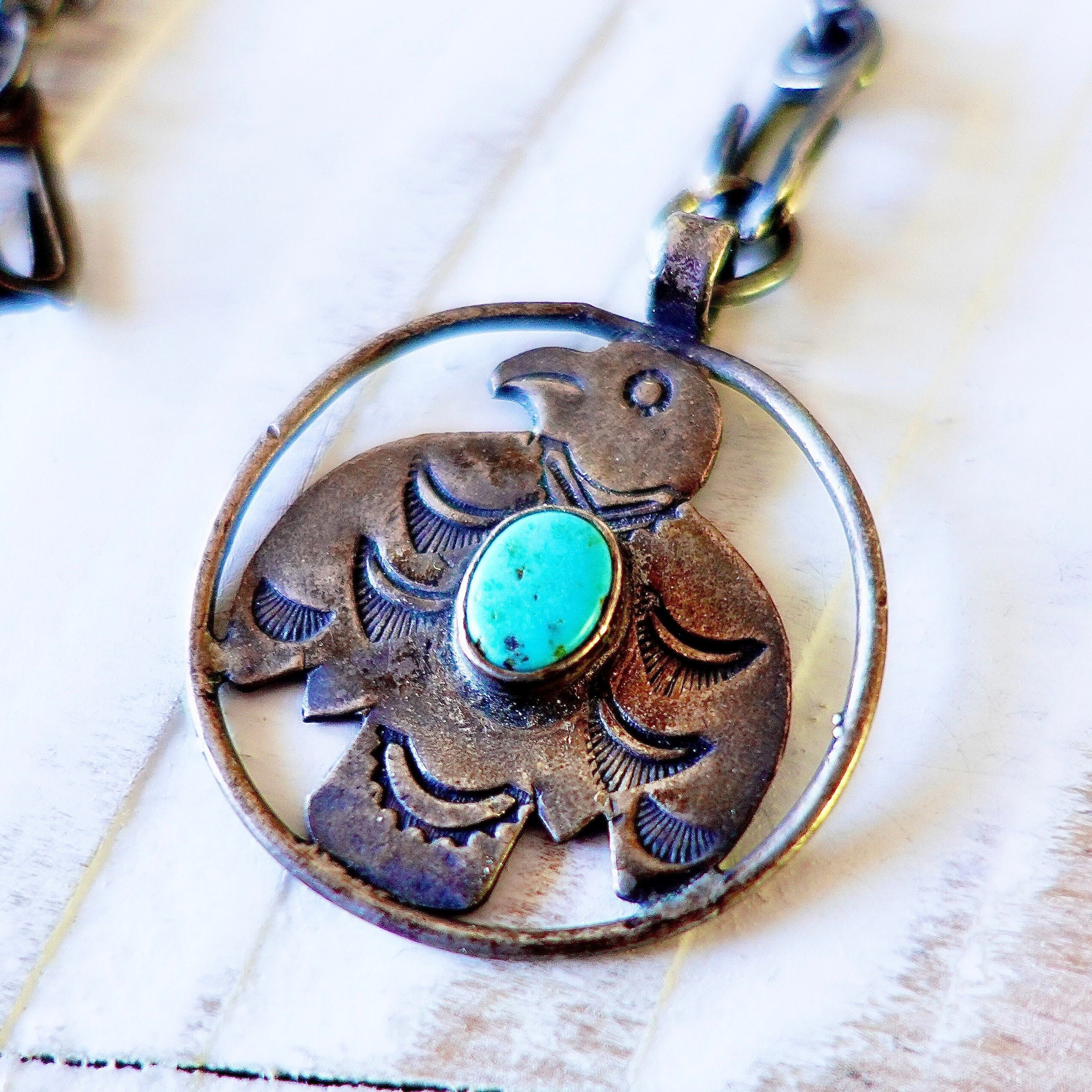 Reserved for Carrie : Fred Harvey Thunderbird Pendant - Etsy
