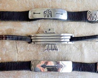 JACK WALKER Thunderbird Bracelet Cuff - RRL Ingot Silver & Leather