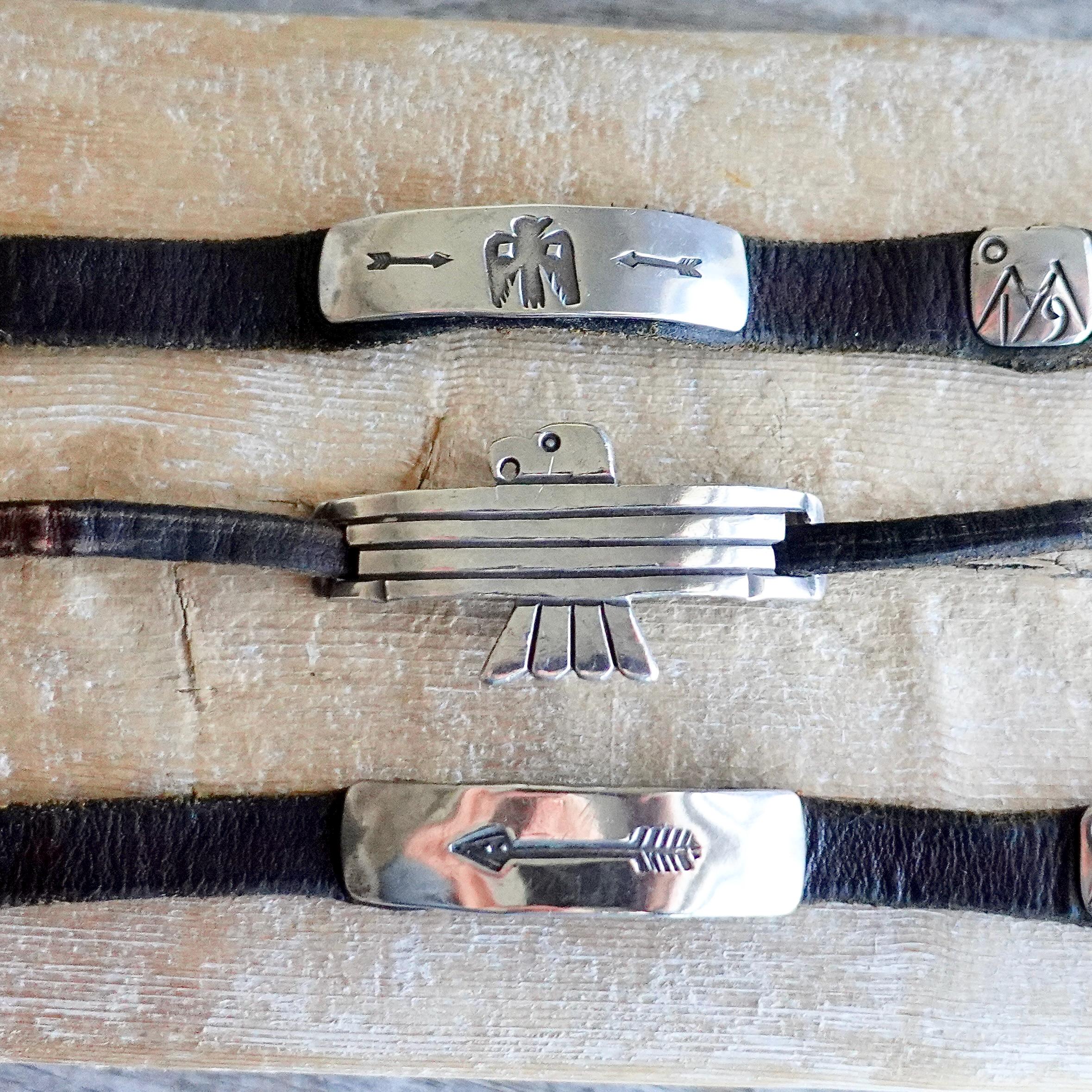 JACK WALKER Thunderbird Bracelet Cuff - RRL Ingot Silver & Leather