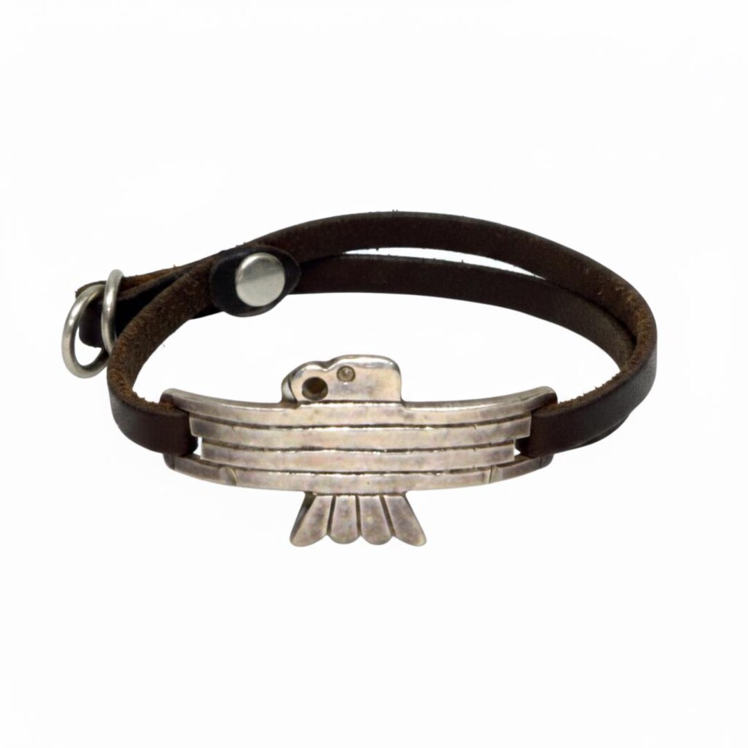 JACK WALKER Thunderbird Bracelet Cuff - RRL Ingot Silver & Leather