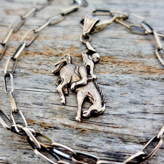 Cowboy Necklace on Navajo Link Paperclip Chain / … - image 7