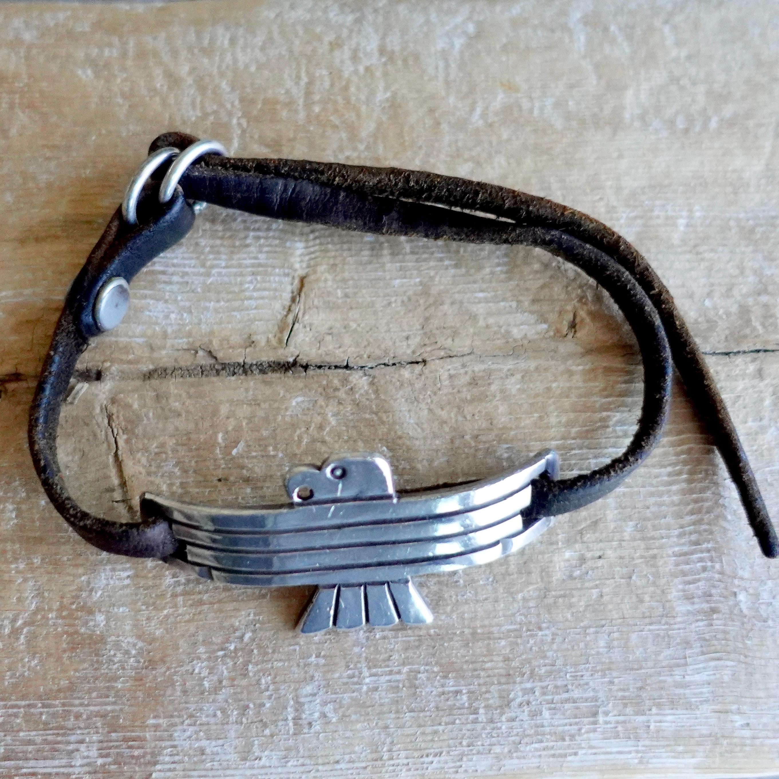 JACK WALKER Thunderbird Bracelet Cuff - RRL Ingot Silver & Leather