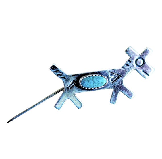 古着 30s～40s Fred Harvey style Horse&Arrow Fred Harvey Horse Pin Turquoise & Sterling Silver - Vintage 1930's