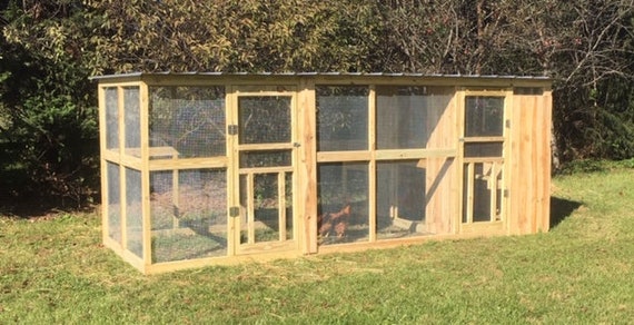 Chicken Coop 6 X 15 Poultry House Run Roost Animal Nesting Box Cage Assembled