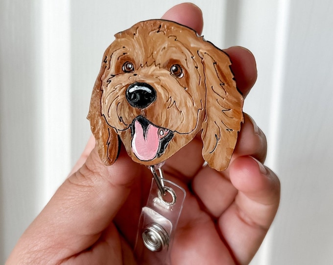 Featured listing image: Custom Pet Badge Holder, Personalized Hand painted Pet Badge Reel, Custom Pet Gift Badge Reel , Medical Badge Holder Reel, Custom Nurse gift