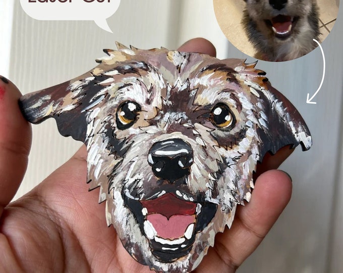 Featured listing image: Hand Painted Pet Portrait Ornaments, custom Dog Painted Photo, Handmade Christmas Wood Pet Ornament, Personalized Pet Lover Gift, pet gift