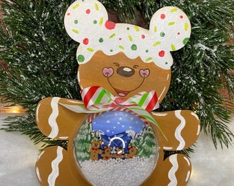 Personalized Family Ornament -Custom Christmas ornament gift - Gingerbread Mouse 2023 Snow Globe Family Ornament, stocking stuffer gift,