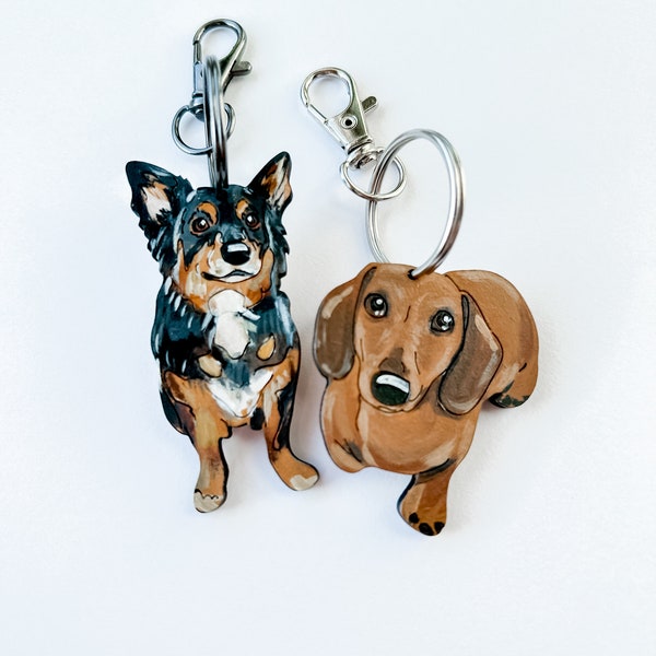Personalized Pet Portrait Keychain, Custom Pet Memorial Gift Portrait Keychain, Photo Keychain Pet Gifts, Dog mom Gift, Dog mom era