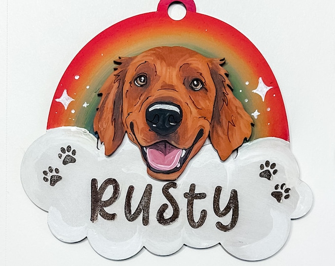 Featured listing image: Pet Memorial Custom Rainbow Bridge Portrait , Pet Remembrance Gift, Handmade Pet Portrait, Personalized Pet Gift, Pet memorial painting