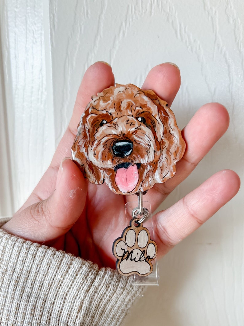 Custom Hand Painted Pet Badge Holder, Personalized Pet Badge Reel, Handmade Nurse Badge Reel , Medical Badge Holder Reel, Custom Nurse gift image 6