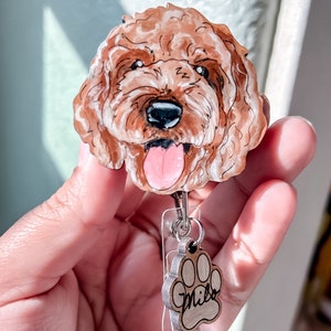 Custom Hand Painted Pet Badge Holder, Personalized Pet Badge Reel, Handmade Nurse Badge Reel , Medical Badge Holder Reel, Custom Nurse gift image 2