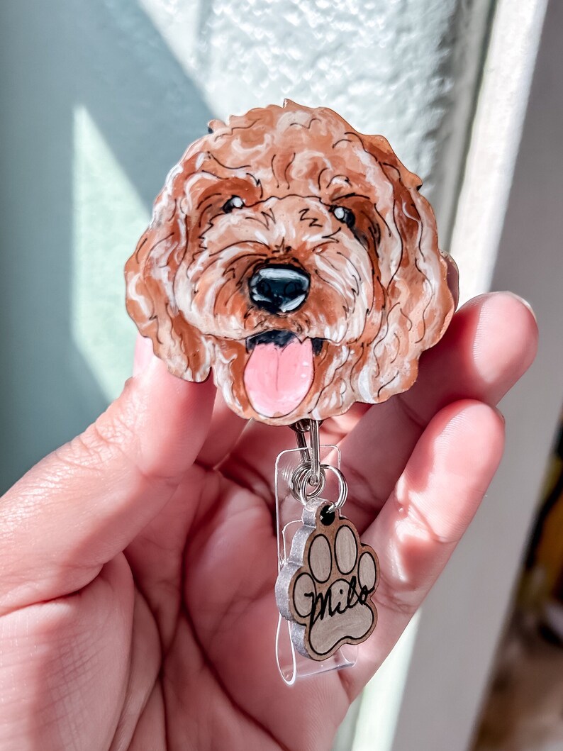 Custom Hand Painted Pet Badge Holder, Personalized Pet Badge Reel, Handmade Nurse Badge Reel , Medical Badge Holder Reel, Custom Nurse gift image 2