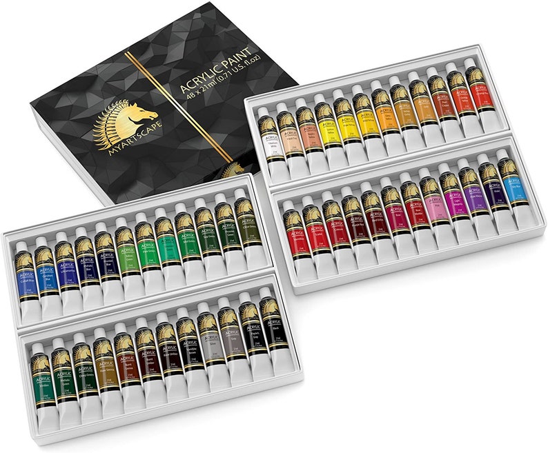 NEW Best Price Acrylic Paint Set 48 X 21ml Tubes Artist Quality Art