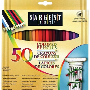 Sargent Art Colored Pencils Set - 50 Assorted Colors for Drawing, Sketching & Coloring
