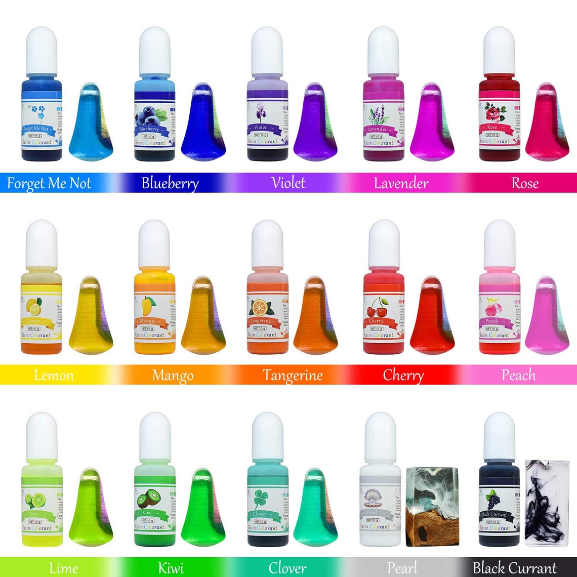Translucent Epoxy 15 Vibrant Translucent Epoxy Resin Pigments - Non-toxic Liquid ...
