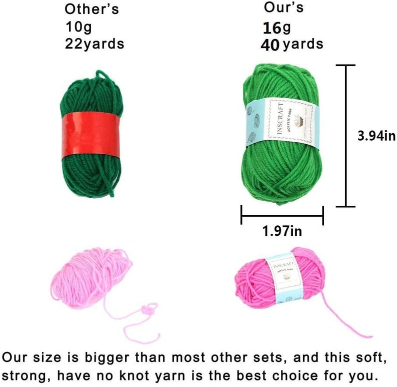NEW Best Price 40 Acrylic Yarn Skeins, 1600 Yards Crochet Yarn with Reusable Storage Bag Includes 6 E-Books, 2 Crochet Hooks and more image 5