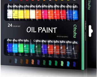 Professional 24-Color Oil Paint Set for Artists: 12ml Tubes, Vibrant Pigments, Smooth Blending