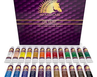 Artist Grade Oil Paint Set: 24 Vibrant Colors, Glossy Finish