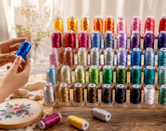 40 Spool Polyester Embroidery Thread Set – Rainbow Machine Floss for Beginners