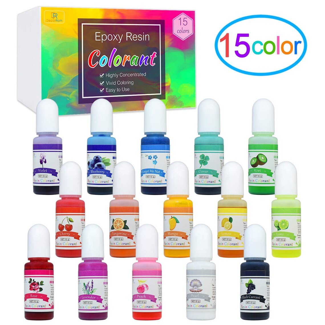 Translucent Epoxy 15 Vibrant Translucent Epoxy Resin Pigments - Non-toxic Liquid ...