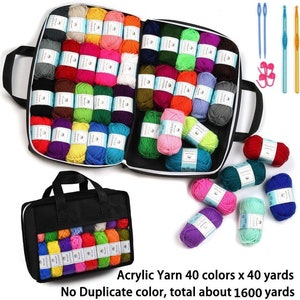 NEW Best Price 40 Acrylic Yarn Skeins, 1600 Yards Crochet Yarn with Reusable Storage Bag Includes 6 E-Books, 2 Crochet Hooks and more image 2